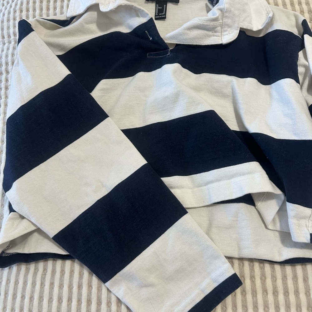 Forever 21 Navy and White Striped Top